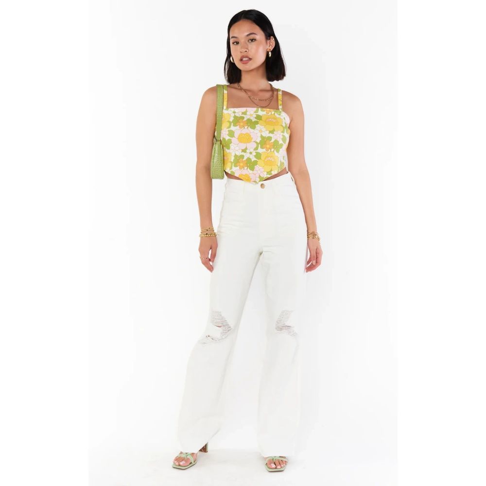SHOW ME YOUR MUMU 90s Straight Distressed Jean in Seasalt Sz 26